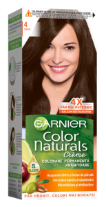 Garnier Color Naturals Vopsea de Par Permanenta cu Amoniac, 4 Saten, 110 ml