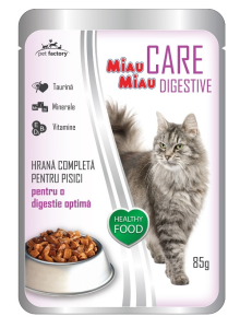 Miau Miau Care Digestive Hrana umeda pentru pisici cu miel, plic 85 g
