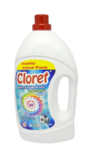 Cloret Detergent Lichid pentru Rufe Albe, Gel 2in1, Extra Parfum Floral, 85 spalari, 3L