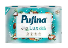 Pufina Lux Hartie Igienica parfum de cocos 6 role, 4 straturi 