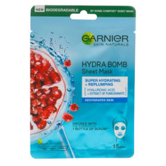 Garnier Hydrabomb Masca servetel cu rodie pentru hidratare intensa, 28g