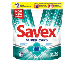 Savex Detergent Super Caps, Extra Fresh, 15 bucati