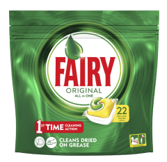 Fairy All in One Original Detergent pentru Masina de Spalat Vase, 22 capsule