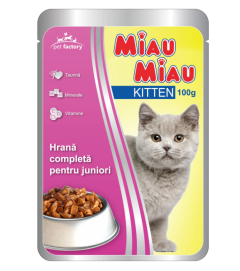 Miau Miau Hrana umeda pentru pisici, Kitten,100g