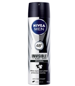 Nivea Men Deodorant Antiperspirant 48h Invisible Black&White Original, 150ml