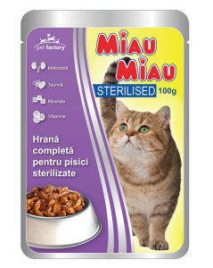 Miau-Miau Hrana umeda pentru pisici, Sterilised, plic 100g