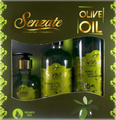 Set cadou Senzate Olive , Spumant de baie 1L, Gel de dus 500 ml, Sapun lichid 300 ml
