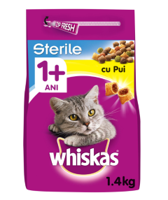 Whiskas Sterile Hrana uscata pentru pisici cu pui, 1.4Kg, 1+ani