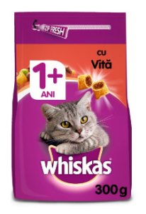 Whiskas Hrana uscata pentru pisici cu vita, 300g, 1+ani