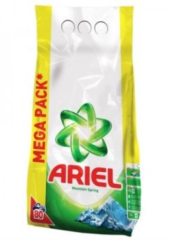 Ariel detergent rufe automat 8kg Mountain Spring, 80 spalari