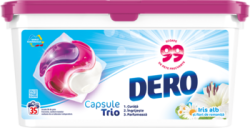 Dero detergent capsule Trio Iris alb si flori de romanita 35 buc/ cutie