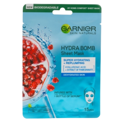 Garnier Hydrabomb Masca servetel cu rodie pentru hidratare intensa, 28g