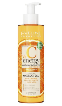 Eveline Vitamina C Energy 3in1 Gel-Ulei Pentru Curatarea Fetei, Portocale, 200ml