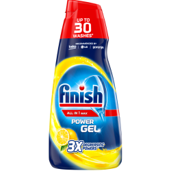 Detergent pentru masina de spalat vase Finish All in One Max Power Gel Lemon, 600 ml