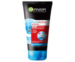 GARNIER Pure Active 3 in 1 Intensive Charcoal gel de curatare pentru ten gras cu imperfectiuni, 150 ml