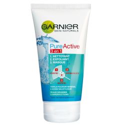 GARNIER Pure Active 3 in 1 gel de curatare pentru ten gras sau mixt, 150 ml
