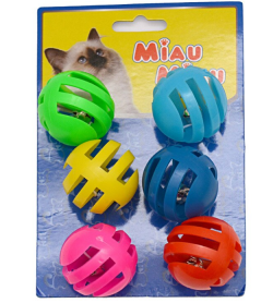 Miau Miau Jucarie pentru pisici, Minge de plastic, 6 bucati