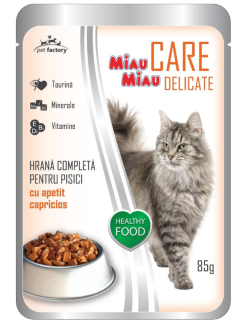 Miau Miau Care Delicate Hrana umeda pentru pisici cu macrou, plic 80g