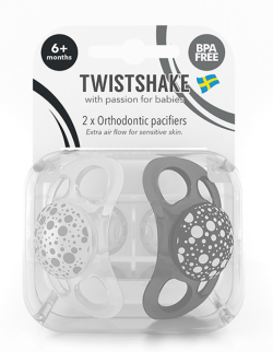 Twistshake Set 2 suzete, alb/negru, 6+ luni