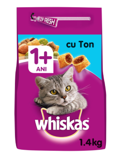 Whiskas Hrana uscata pentru pisici, Ton & Ficat, 1.4Kg , 1+ ani