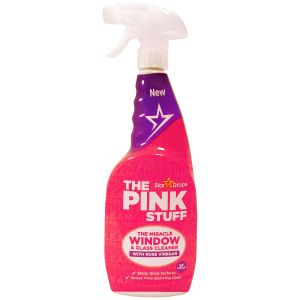 The Pink Stuff Solutie Spray de curatare pentru geamuri si sticla cu otet din trandafiri, 750 ml