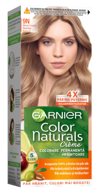 Garnier Color Naturals Vopsea de Par Permanenta cu Amoniac, 9N Blond Foarte Deschis Natural, 110 ml